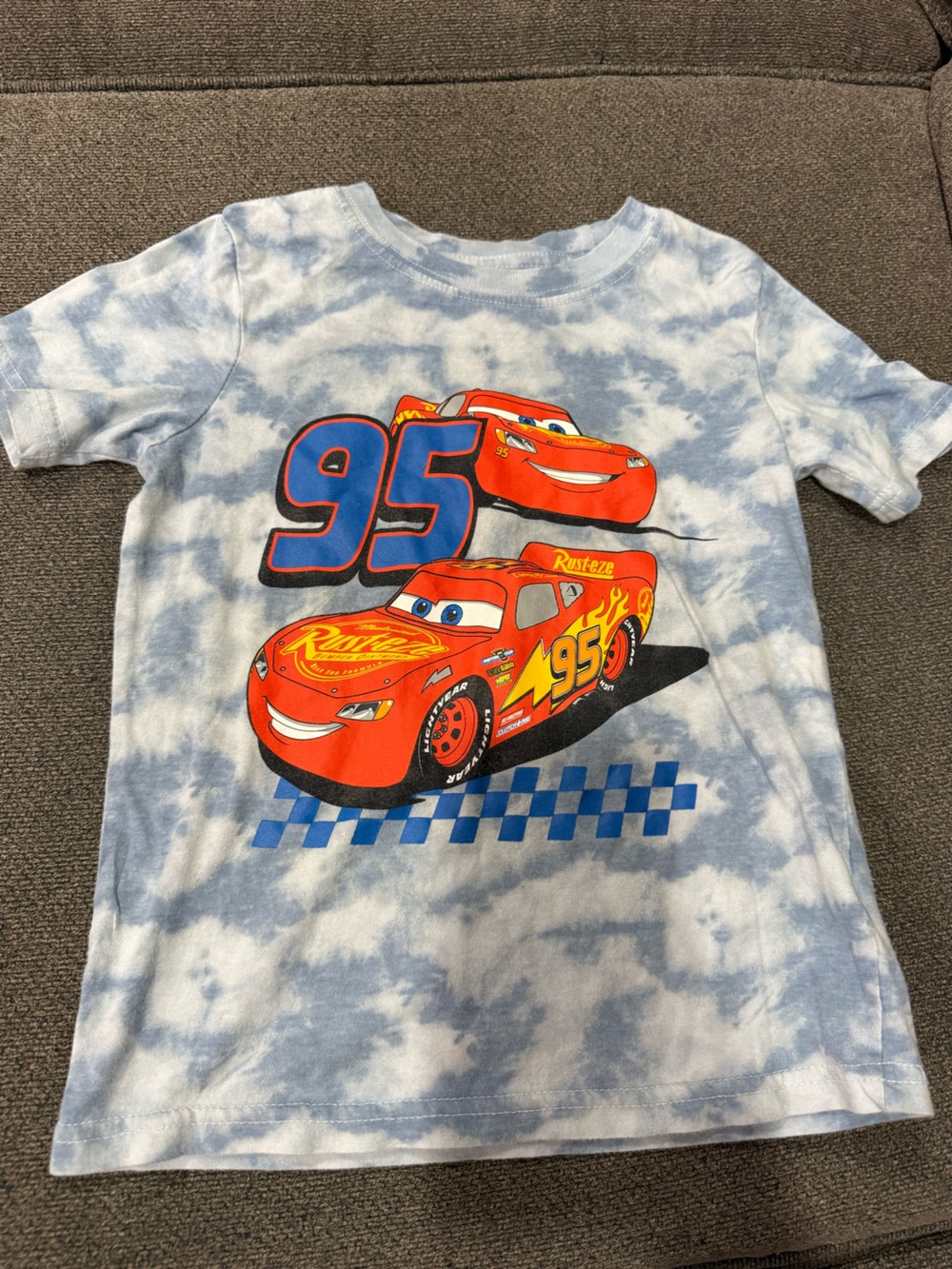 Disney Tie-Dye Lightning McQueen Tee in Blue, Red, Yellow